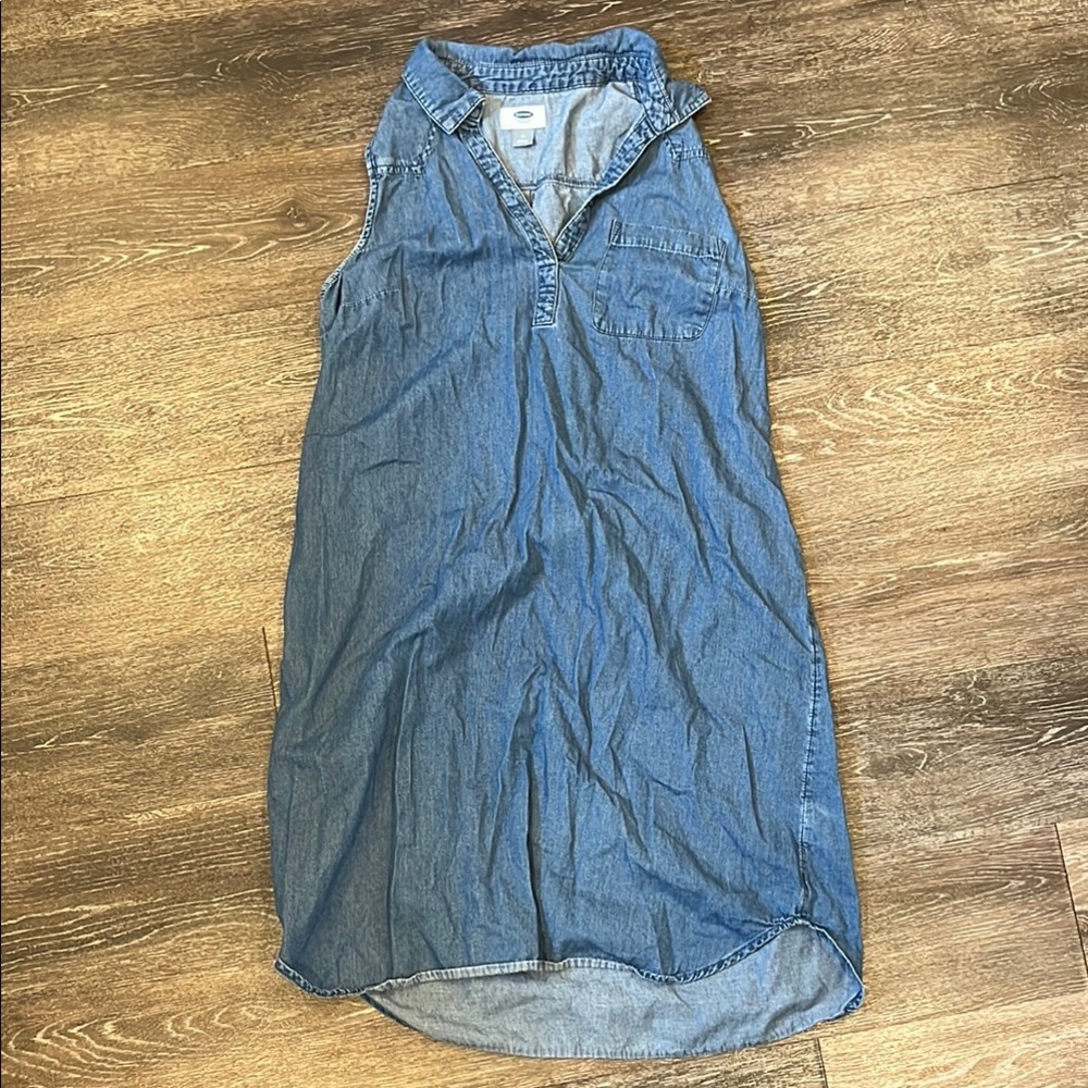 Sleeveless Denim Shirt Dress